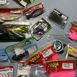 Lot Of Bass Fishing Baits Zoom Booyah VMC Bass Pro Powerbait Tubes Spinnerbaits - Thumbnail 10