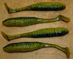 5" Swim Minnow Sunfish Laminate Paddle Tail Swimbait Trailer for A Rig 50 pk bag - Thumbnail 1