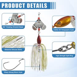 Bass Fishing Lures Kit Buzzbait Lure Large, Style A-12pcs - Thumbnail 2