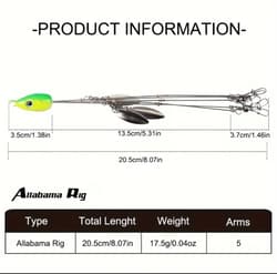 Alabama Umbrella Rig Swim Baits Fishing Lure Tackle Willow Blade 5 Arm No Hooks - Thumbnail 5