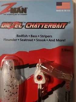 New Z-Man ChatterBait DieZel Fishing Lure 1/4 oz CBD14-08 Pearl Blue Mustad Hook - Thumbnail 8