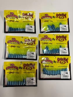 Lot of 6 Mr. Crappie Strike King Lures Crappie Tube Blue Grass - Thumbnail 1