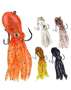 Octopus Swimbait Soft Fishing Lure with Skirt Tail, Lingcod Rockfish Jigs for  - Thumbnail 1
