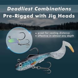 Pre-Rigged Soft Fishing Lures, Curly Tail Swimbait for Bass, Crappie, Trout - Thumbnail 4