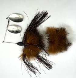 FryeBaits Custom Muskie Spinnerbait 4.6oz Double Nickel Bucktail Marabou - Thumbnail 2