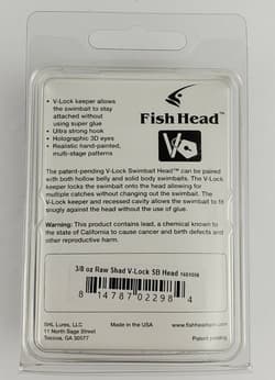 Fish Head 1601006 V-Lock Swimbait Head 3/8oz Raw 2Pk NEW - Thumbnail 2