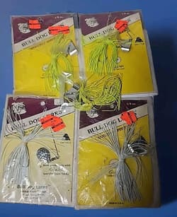 5x VINTAGE HAWG DOG SPINNERS ⅛oz GAMAKATSU HOOKS - Thumbnail 1