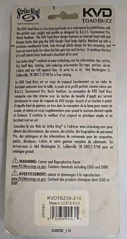 LOT OF 3 STRIKE KING 3/8 OZ KVD TOAD BUZZ BASS BUZZBAIT FISHING LURES 3 COLORS - Thumbnail 4