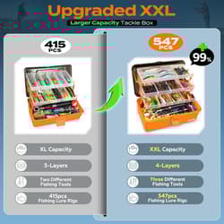 Large 4-Layer Tackle Box with Tackle Included, 547Pcs Fishing Lures Kit - Pliers - Thumbnail 5