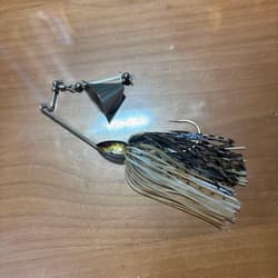 Buzzbait Jackal Topwater Lure White/Black Willow Leaf Blade Skirted Used - Thumbnail 1