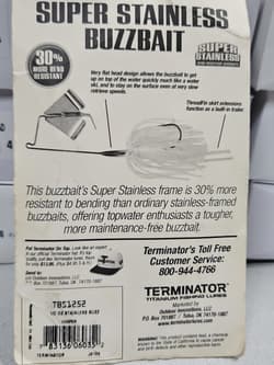 Discontinued Terminator 1/2oz SUPER STAINLESS BUZZBAIT...Casper...NOC!!! - Thumbnail 2