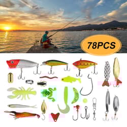 78pcs Lure Fishing Accessories Kit Wobbler Metal Jig Spoons Soft Silicone Bait - Thumbnail 1