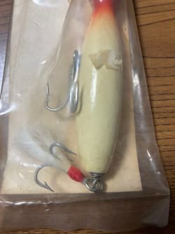 GIBBS Wood Topwater Lure White/Red, 2 Hooks, Used, Fishing Accessories - Thumbnail 3