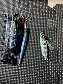 JET POWER Metal Jig Medium Stripe Blue Pink 2 Hooks Fishing Lure - Thumbnail 3