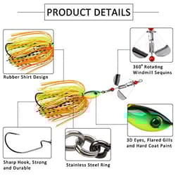 Spinnerbait Bass Fishing Lures Kit,6pcs Spinner Baits Bass Fishing Lures Type A - Thumbnail 4