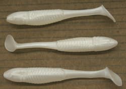 3.5" Swim Minnow Pearl Paddle Tail Bass Swimbait Trailer for A Rig 50 pack  - Thumbnail 1