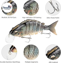 5PCS Lifelike Fishing Lures – Multi-Jointed Swimbait for Bass, Trout, Crappie, W - Thumbnail 3