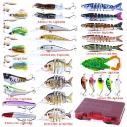 28PCS Lot Mixed Crankbait Fishing Lures Spinnerbait Jointed Bait Frog Popper Box - Thumbnail 4