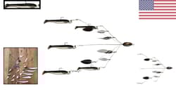 Bass Lure Umbrella Rig - Fully Rigged with Swim Baits and Jig Heads - Shad Color - Thumbnail 2