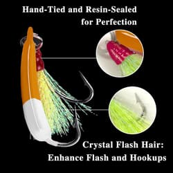 5 Pack Fishing Jig Heads, Swimbait Jigs Pompano Jigs with Teaser Hooks, Surf ... - Thumbnail 12