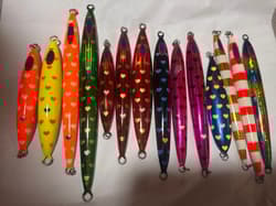 Deep Liner Oricolor Metal Jig Set 14pcs Orange Yellow Green Red Used - Thumbnail 1