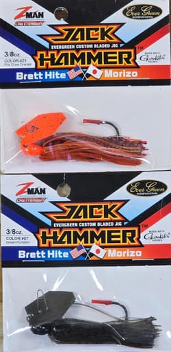 (Ct of 2) Z-Man Evergreen Chatterbait Jack Hammer 3/8 oz Evergreen Custom Blade! - Thumbnail 1