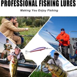 Fishing Lures Hard Baits Bass Crankbait Minnow, 10pcs Deep Diving Swimbait wi... - Thumbnail 12