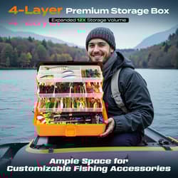Large 4-Layer Tackle Box with Tackle Included, 547Pcs Fishing Lures Kit - Pliers - Thumbnail 3