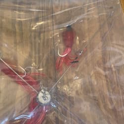9” Umbrella Rig 4 Arm 11” With 5.5” Squid (9)  8/0 Mustad New Pkg Red Black Head - Thumbnail 6