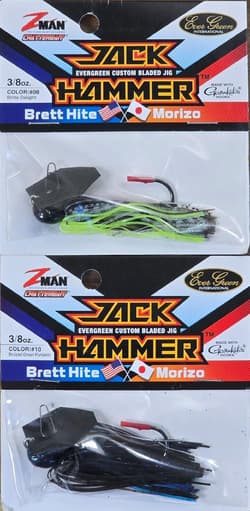 (Ct of 2) Z-Man Evergreen Chatterbait Jack Hammer 3/8 oz Evergreen Custom Blade! - Thumbnail 1