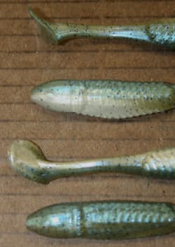 5" Swim Minnow Grey Ghost Paddle Tail Swimbait Trailer for A Rig 50 pack bag - Thumbnail 4