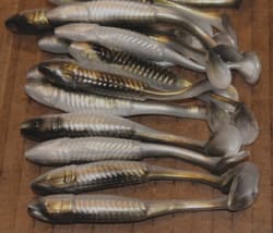 3.5" Swim Minnow Reel Shad Paddle Tail Swimbait Trailer for A Rig 50 pack - Thumbnail 3