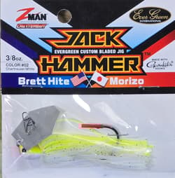 (Ct of 2) Z-Man Evergreen Chatterbait Jack Hammer 3/8 oz Evergreen Custom Blade! - Thumbnail 3
