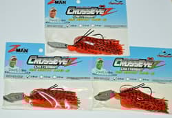 3 lures zman z-man crosseyez chatterbait 3/8oz snag resist bladed jigs fire craw - Thumbnail 1