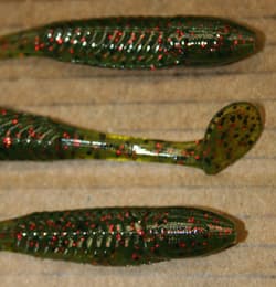 3.5" Swim Minnow Watermelon Red Paddle Tail Swimbait Trailer for A Rig 50 pack - Thumbnail 4