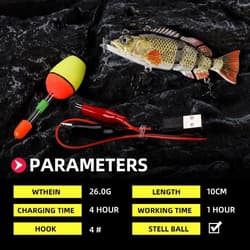 4” Multi-Jointed Robotic Fishing Lure - USB Rechargeable, Super Realistic Action - Thumbnail 6
