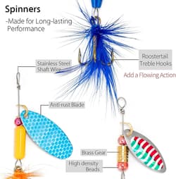 60-Piece Spinnerbait Fishing Lures Kit - Complete Tackle for Enthusiasts - Thumbnail 7