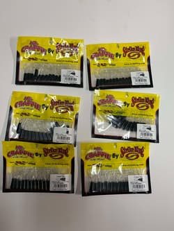 Lot of 6 Mr. Crappie Strike King Lures Crappie Tube Tuxedo Black Sparkle - Thumbnail 1