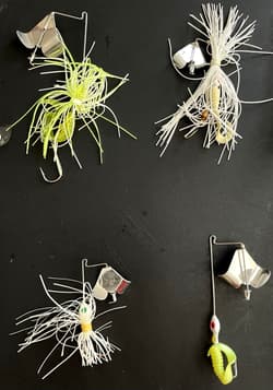 Lot of 4 BUZZBAIT LURES Mixed Colors Bass Fishing with Hand-Made Plastic Cases - Thumbnail 2