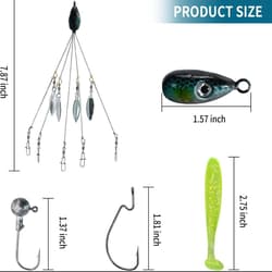 21Pcs 5 Arms Alabama Umbrella Rig for Bass Striper Rig Fishing Lures Bait Kit wi - Thumbnail 2