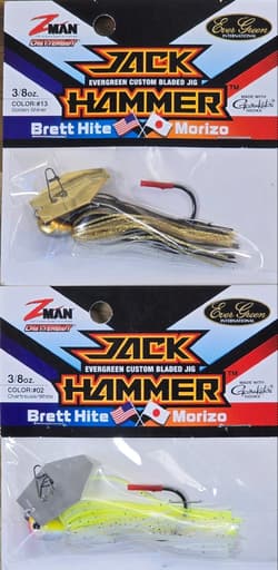 (Ct of 2) Z-Man Evergreen Chatterbait Jack Hammer 3/8 oz Evergreen Custom Blade! - Thumbnail 1
