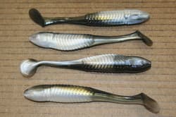 5" Swim Minnow Reel Shad Paddle Tail Swimbait Trailer for A Rig 50 pack Bulk Bag - Thumbnail 1