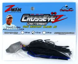 (6) Z-Man 1/2 Oz Crosseyez Chatterbait Fishing Lure Black / Blue CBCE12-02 New - Thumbnail 2