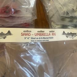 9” Umbrella Rig 4 Arm 11” With 6” Shad (9)  Pearl Black 8/0 Hook Mustad New Pkg - Thumbnail 2