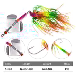 4PCS/Set Spinnerbait Blade Bait Rubber Skirt Buzzbait Fishing Lures Tackle 12g - Thumbnail 2