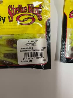 Lot of 6 Mr. Crappie Strike King Lures 2" Joker Pumpkin Seed Chartreuse - Thumbnail 2