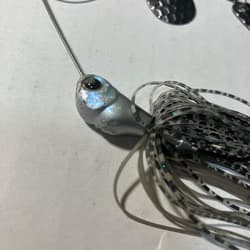 Evergreen D Zone Spinnerbait Double Blade Silver Black Metal Used - Thumbnail 2