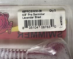 Big Bite Baits 4.8” Pro Swimmer Ribbed Paddle Tail Swimbait 5pk. Lavender Shad - Thumbnail 4