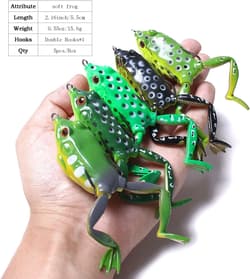 Topwater Frog Lure Set - 5 Realistic Weedless Soft Swimbaits for Bass Fishing - Thumbnail 6