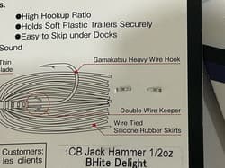 LOT OF 4 Z-MAN CHATTERBAIT JACK HAMMER  1/2OZ LURES BHITE DELIGHT COLOR TACKLE - Thumbnail 3